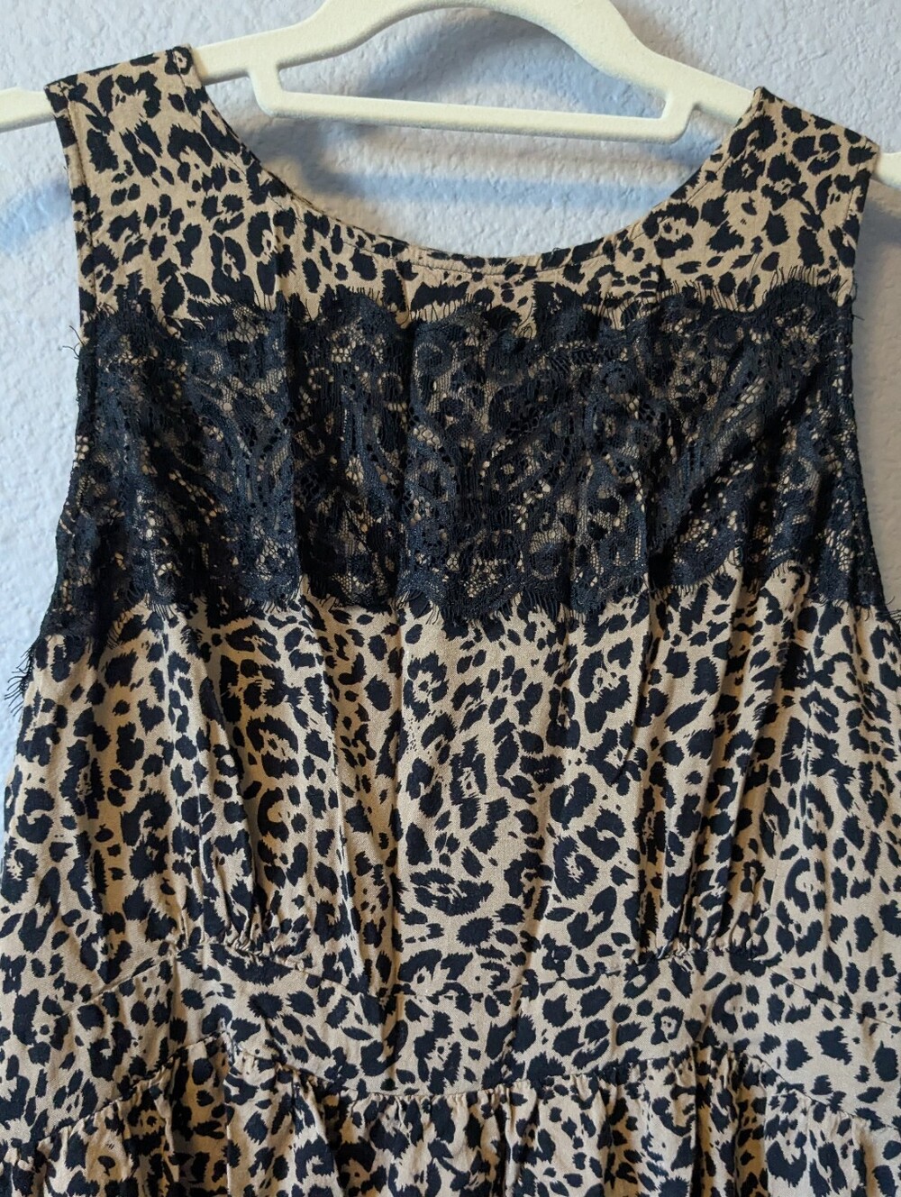 UP by Ultra Pink Leopard Print Mini Dress with Black Lace Sleeveless Sundress XL - Picture 9 of 11